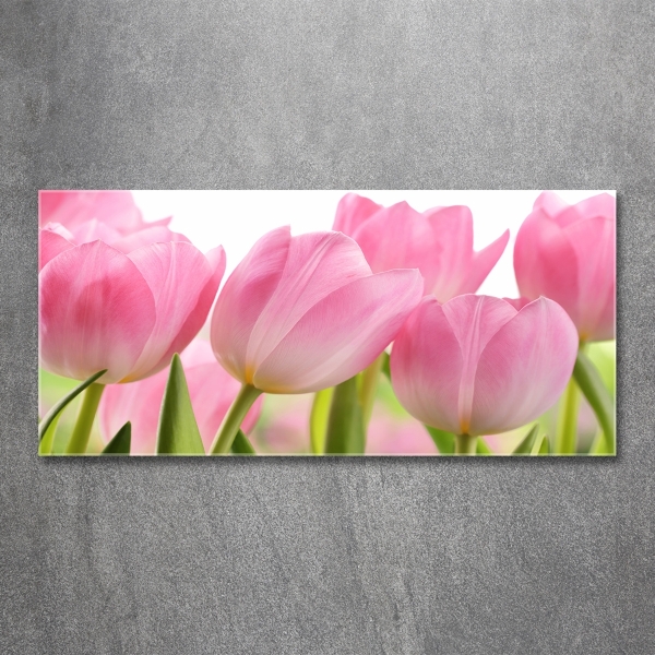 Foto schilderij op glas Roze tulpen
