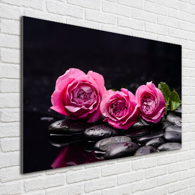 Schilderij glas Roze rozen