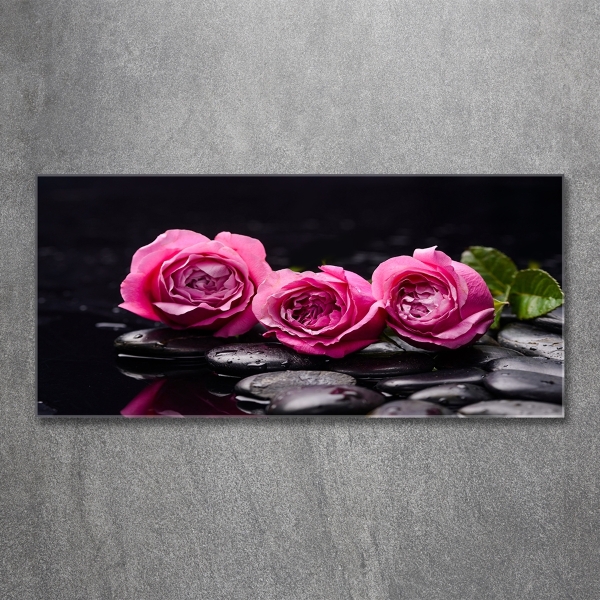 Schilderij glas Roze rozen