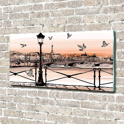 Schilderij glas Schemering in Parijs