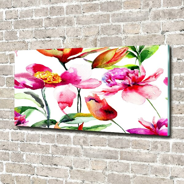 Schilderij glas Wilde bloemen