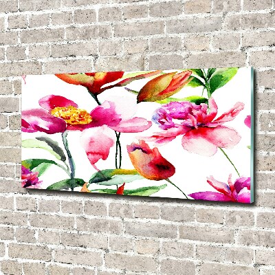 Schilderij glas Wilde bloemen