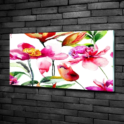 Schilderij glas Wilde bloemen