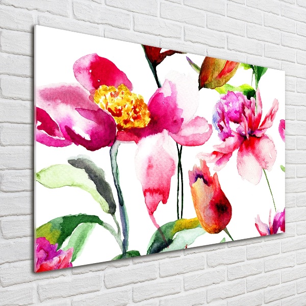 Schilderij glas Wilde bloemen