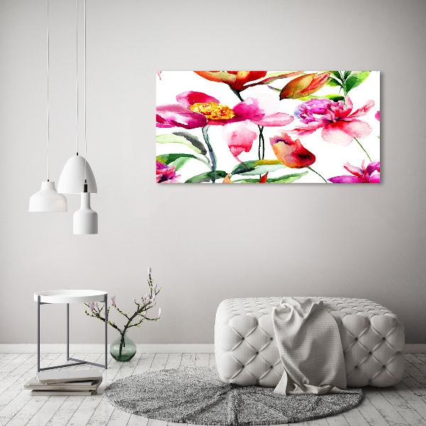 Schilderij glas Wilde bloemen