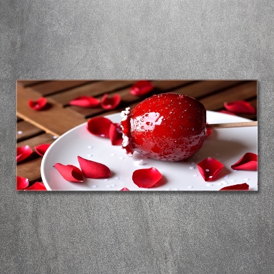 Schilderij glas Appel aan een stokje