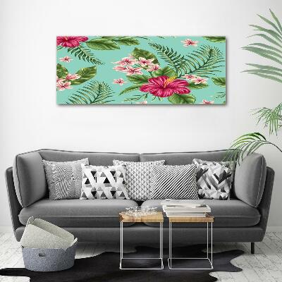 Schilderij glas Hawaiiaanse bloemen