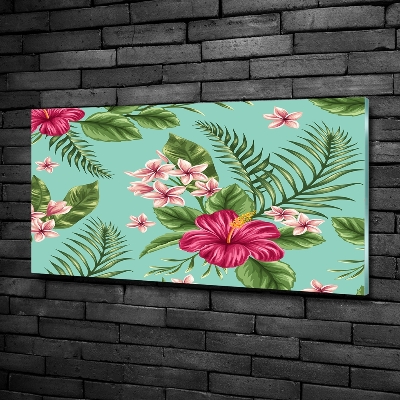 Schilderij glas Hawaiiaanse bloemen