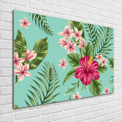 Schilderij glas Hawaiiaanse bloemen