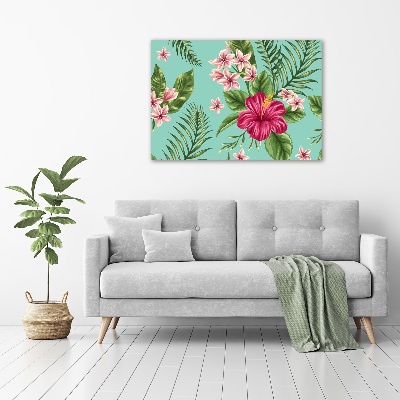 Schilderij glas Hawaiiaanse bloemen