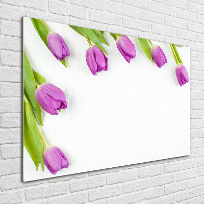 Glazen schilderij Paarse tulpen