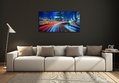 Glazen schilderij Hong Kong 's nachts