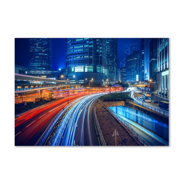 Glazen schilderij Hong Kong 's nachts