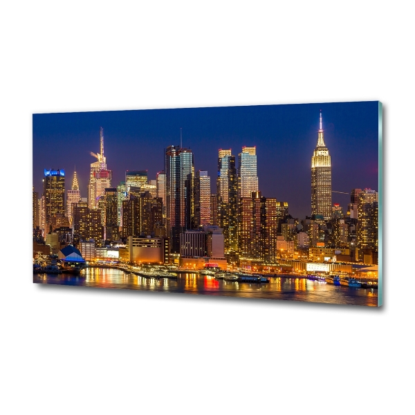Schilderij op glas Manhattan 's nachts