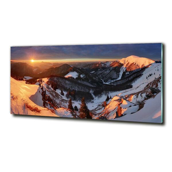 Foto obraz szkło hartowane Zima w górach