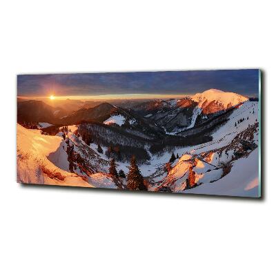 Foto obraz szkło hartowane Zima w górach