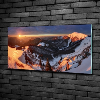 Foto obraz szkło hartowane Zima w górach