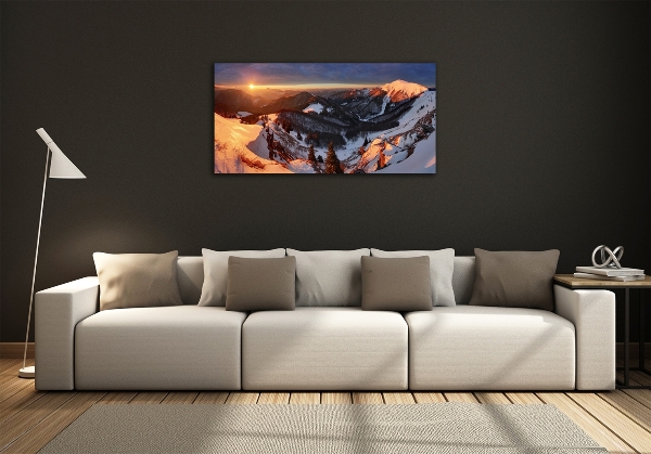 Glazen schilderij Winter in de bergen