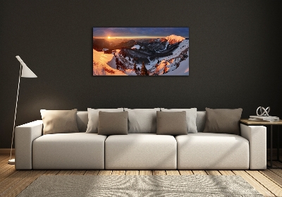 Glazen schilderij Winter in de bergen