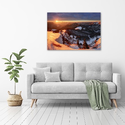 Glazen schilderij Winter in de bergen