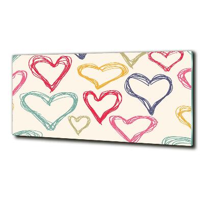 Schilderij glas Kleurrijke harten