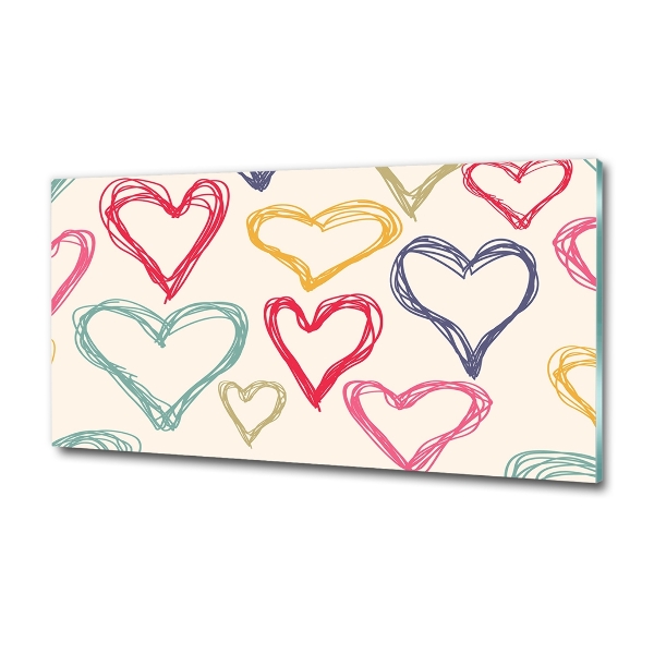 Schilderij glas Kleurrijke harten