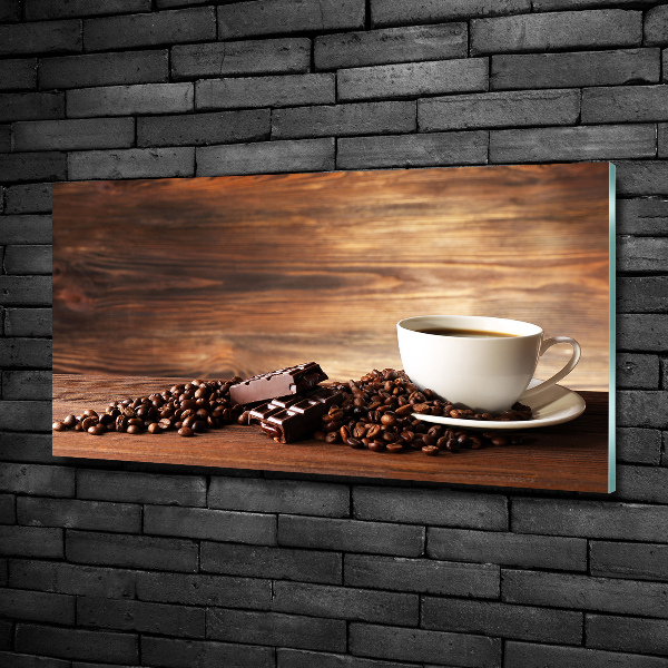 Foto schilderij op glas Koffie en chocolade