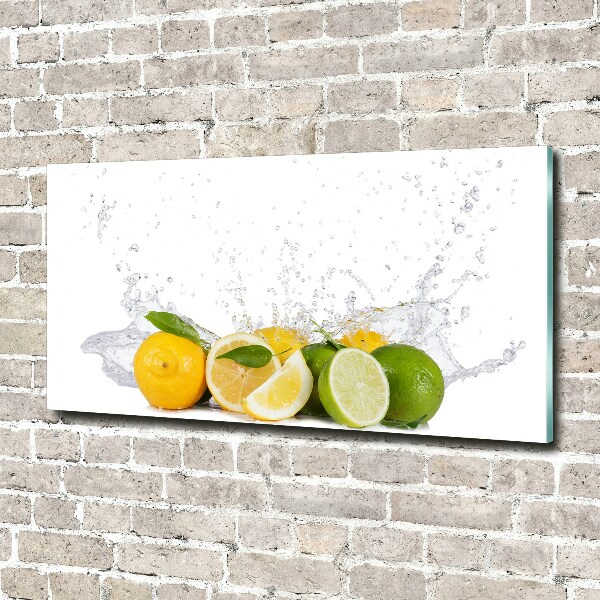 Schilderij glas Citrus en water