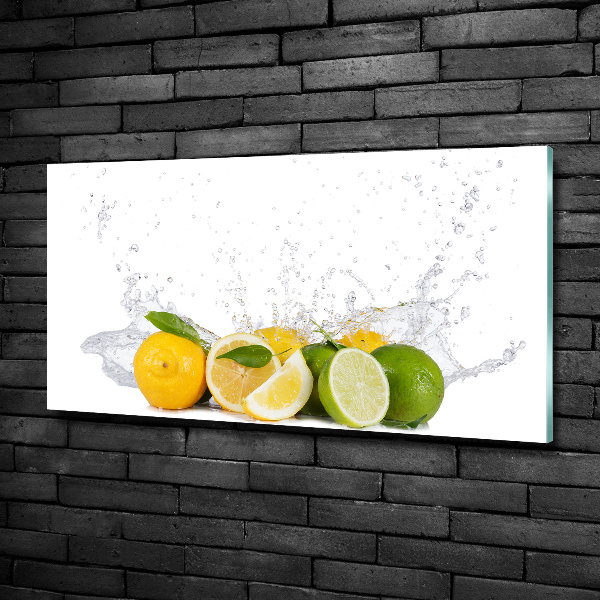 Schilderij glas Citrus en water