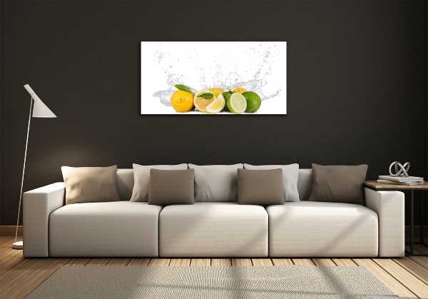 Schilderij glas Citrus en water