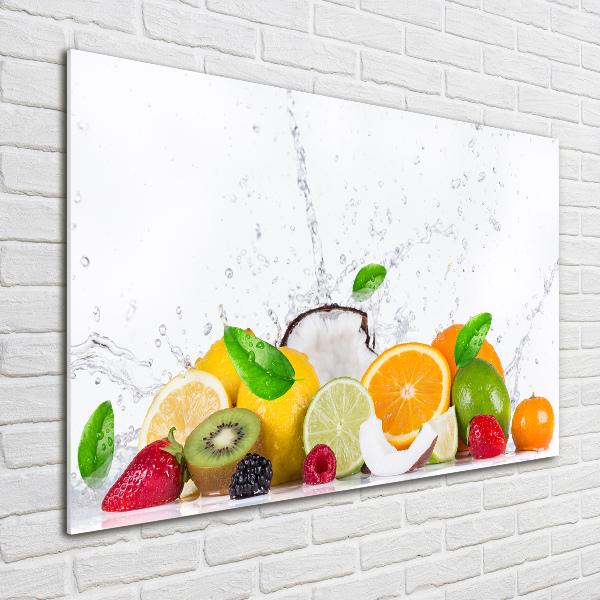 Glazen schilderij Fruit en water