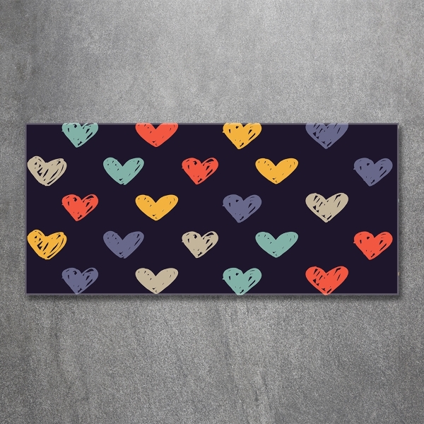 Glazen schilderij Kleurrijke harten