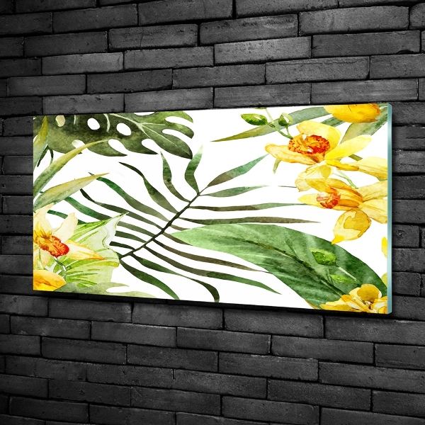 Schilderij glas Tropische bloemen