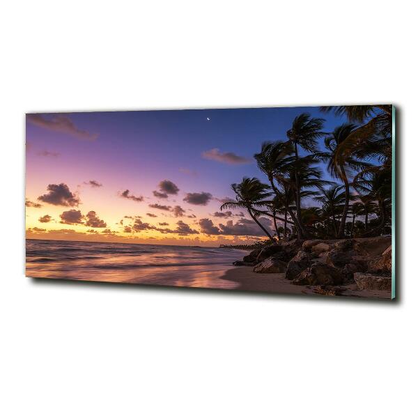 Glazen schilderij Zonsondergang op het strand