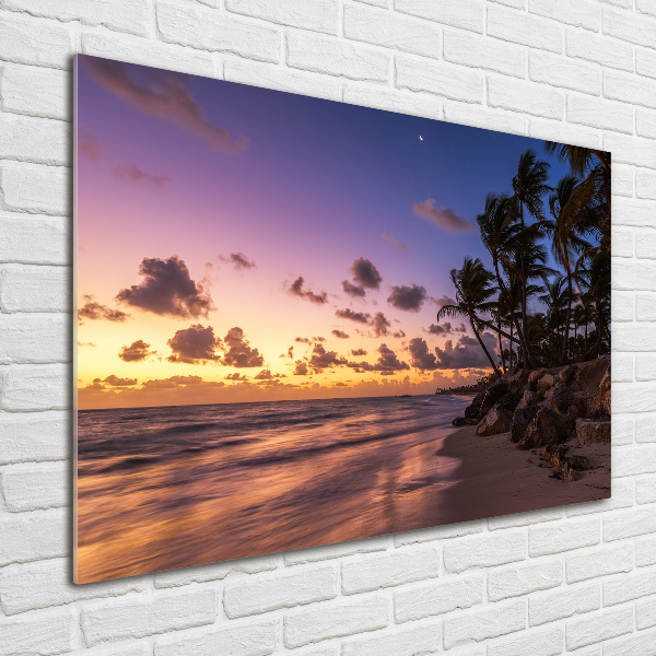 Glazen schilderij Zonsondergang op het strand