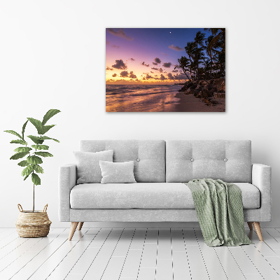 Glazen schilderij Zonsondergang op het strand