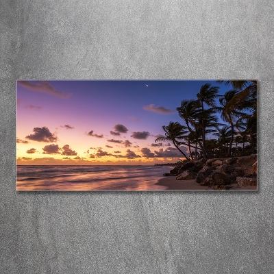 Glazen schilderij Zonsondergang op het strand