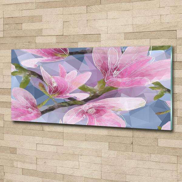 Foto schilderij op glas Roze magnolia