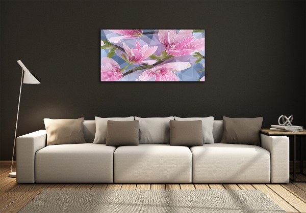 Foto schilderij op glas Roze magnolia
