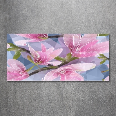 Foto schilderij op glas Roze magnolia