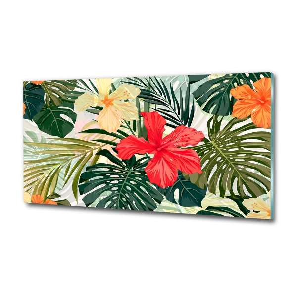Schilderij glas Hawaiiaanse bloemen