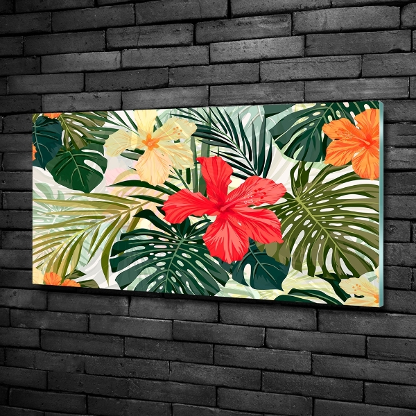 Schilderij glas Hawaiiaanse bloemen