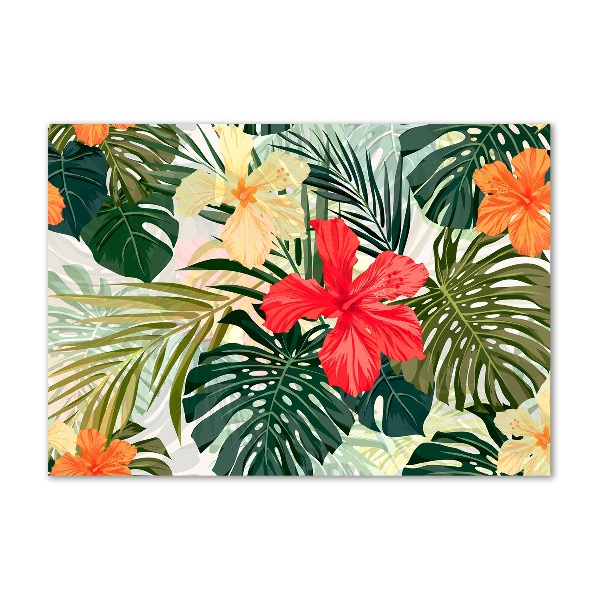Schilderij glas Hawaiiaanse bloemen