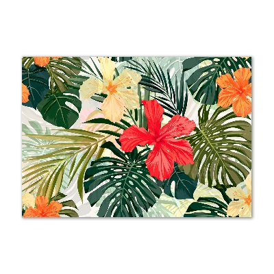 Schilderij glas Hawaiiaanse bloemen