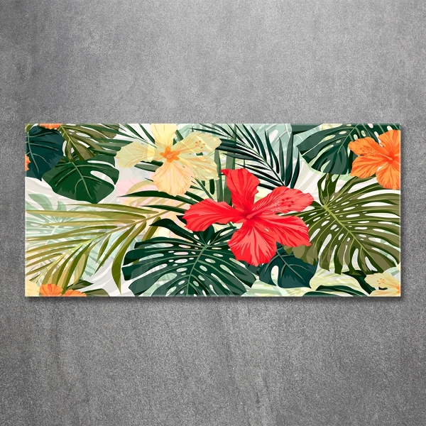 Schilderij glas Hawaiiaanse bloemen