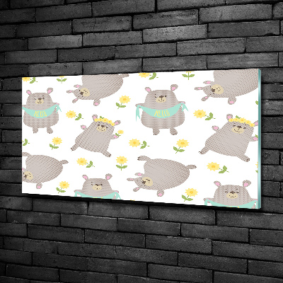 Schilderij glas Illustratie van een teddybeer