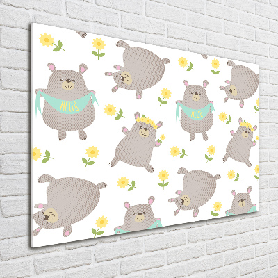 Schilderij glas Illustratie van een teddybeer