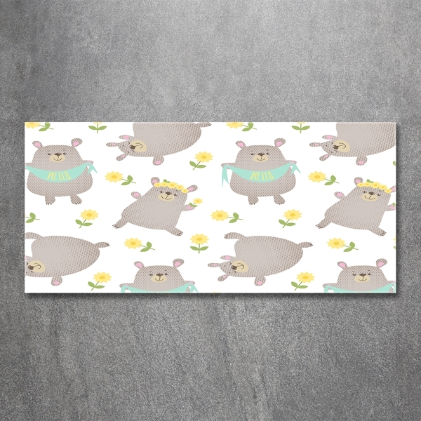 Schilderij glas Illustratie van een teddybeer