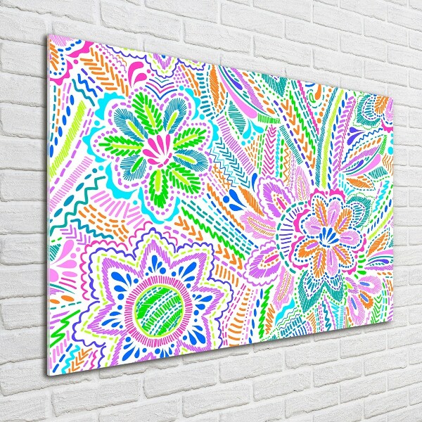 Foto schilderij op glas Bloemenpatroon