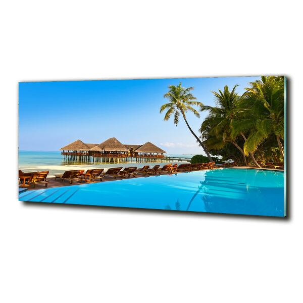 Schilderij glas Zwembad op de Malediven